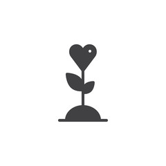 Heart flower icon vector, filled flat sign, solid pictogram isolated on white. Charity symbol, logo illustration
