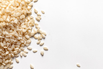 pile of white Sesame on white background