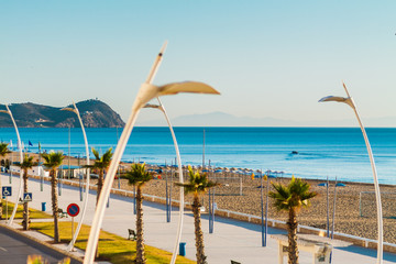 walk alley of Martil beach, Morocco