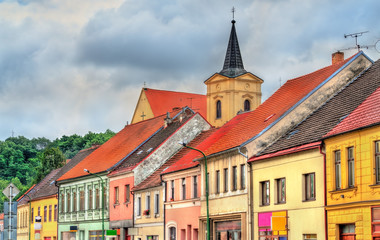 Fototapeta na wymiar Buildings in the old town of Trebic, Czech Republic