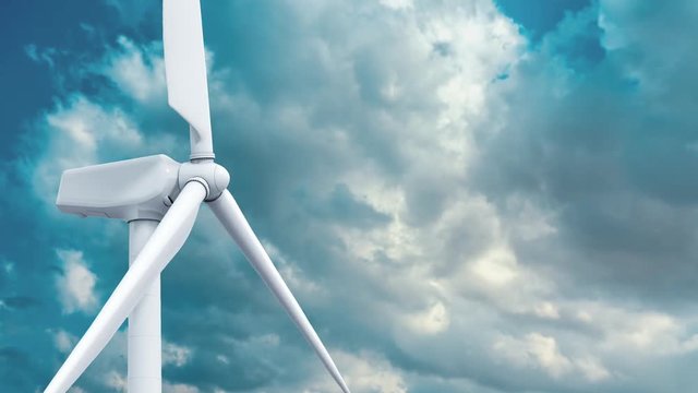 Beautiful white windmill on blue sky background