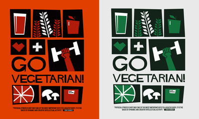 Go Vegetarian! (Motivational Poster Vector Illustration)