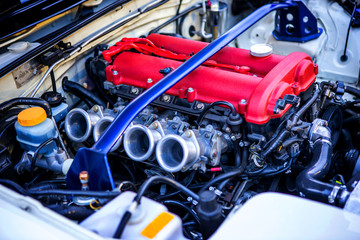 Fototapeta na wymiar High precision muscle car engine, Customized race car engine autoautomobileautomotivebackgroundbrandbrightcarchromeclassiccleanconceptengineexpensivefastfuelfuturefuturisticglimmerhorsepowerisolatedl