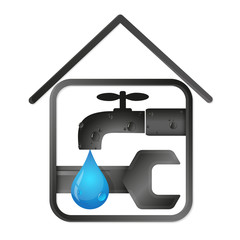 Water tap and wrench in the house
