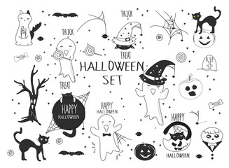 Halloween illustrations set