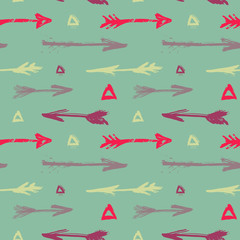 Seamless pattern with colorful grungy arrow. Perfect for print on wrapping paper, fabric etc.