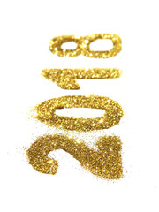 Figures 2018 of golden glitter on white background, symbol of New Year, icon for your design.