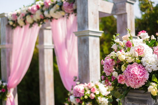 wedding decoration floral elements closeup