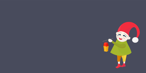 Vector illustration for Saint Martin's Day or Feast, also known as the Martinstag or Martinmas:  a kid with a gnome cloth on and Martin Lantern celebrating Laternelaufen, space for copy or text.