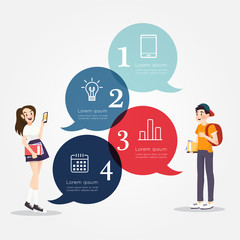 Students with education icons illustration design