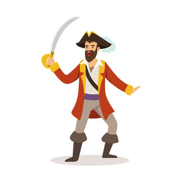 Brave pirate sailor character with sabre vector Illustration