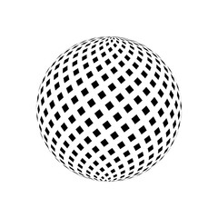 Abstract vector 3d sphere. Black and white vector illustration.
