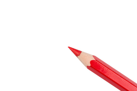One red pencil at an angle
