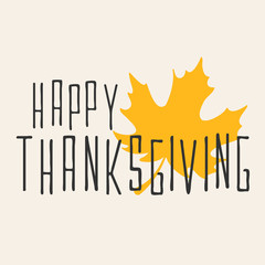 Flat design happy thanksgiving logo