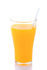 Orange juice glass, isolated on white