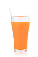 Orange juice glass, isolated on white