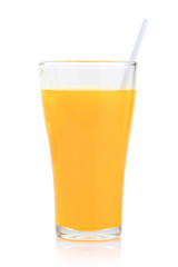 Orange juice glass, isolated on white