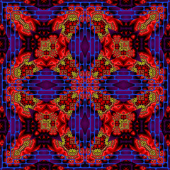 abstrakt fraktal rot blau symmetrisch mosaik