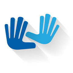 Obraz premium Vector blue hands touching