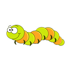 Cute cartoon caterpillar  vector illustration isolated on white background.