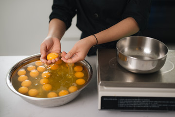 Bakery chef cooking bake in the kitchen professional