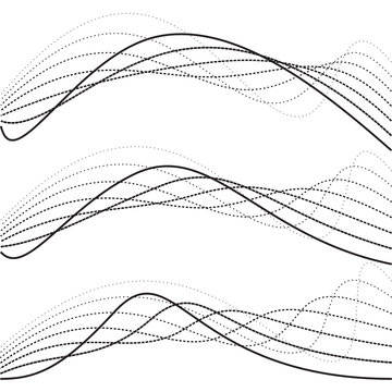 Abstract curves, dotted lines, black and white style graphics