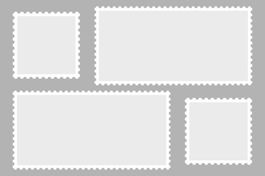 Blank Postage Stamps. Light Postage Stamps on gray background. EPS10