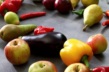 Autumn crops among fruits and vegetables.