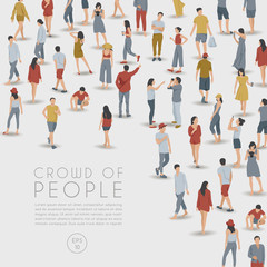 Fototapeta na wymiar Crowd of People on White Background : Vector Illustration