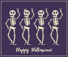 Fototapeta na wymiar Happy Halloween vector greeting card with halloween monsters