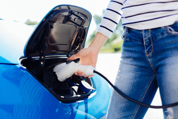 Close up of an electro charger for the car