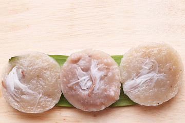 Thai dessert banana cake sweet thai dessert on banana leaf, thai dessert style