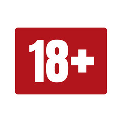 Limit age icon on red background. Icons age limit vector flat illustration.