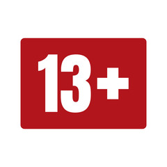 Fototapeta premium Limit age icon on red background. Icons age limit vector flat illustration.