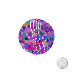 Abstract polygonal broken sphere. 3d Vector colorful illustration.