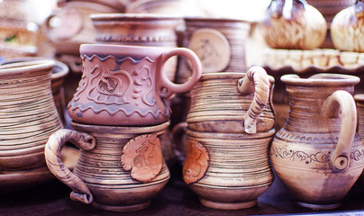 Fototapeta na wymiar Ukrainian utensils made of clay