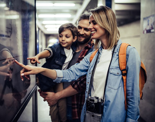 Touristic family in underground