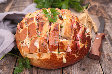 bread with cheese and bacon