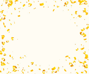 Abstract background with many falling golden tiny confetti pieces.