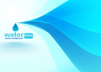 Blue water backround with water drop symbol, graphic vector template