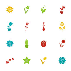 Flowers glyph color icon set