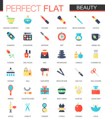 Vector set of flat Beauty Cosmetic icons.