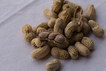 Closeup peanut on white background