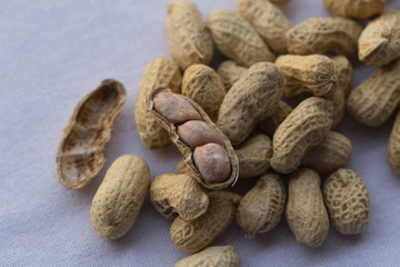 Closeup peanut on white background