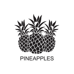 black image of pineapple tropical fruits