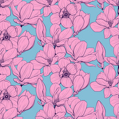 magnolia seamless blue