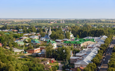 Beautiful cityscape. Aerial view of the old Russian town of Suzdal. Golden Ring, Russia