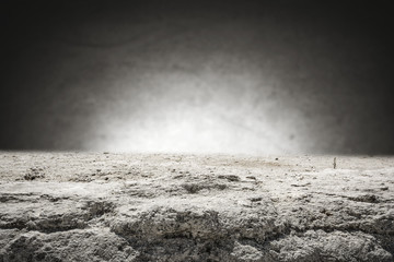Fototapeta na wymiar rock table background and gray dark wall space 