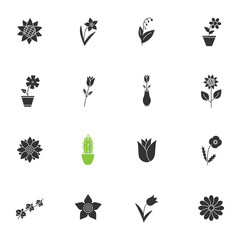 Flowers glyph icons set