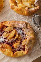 Homemade galette with plum and pears
